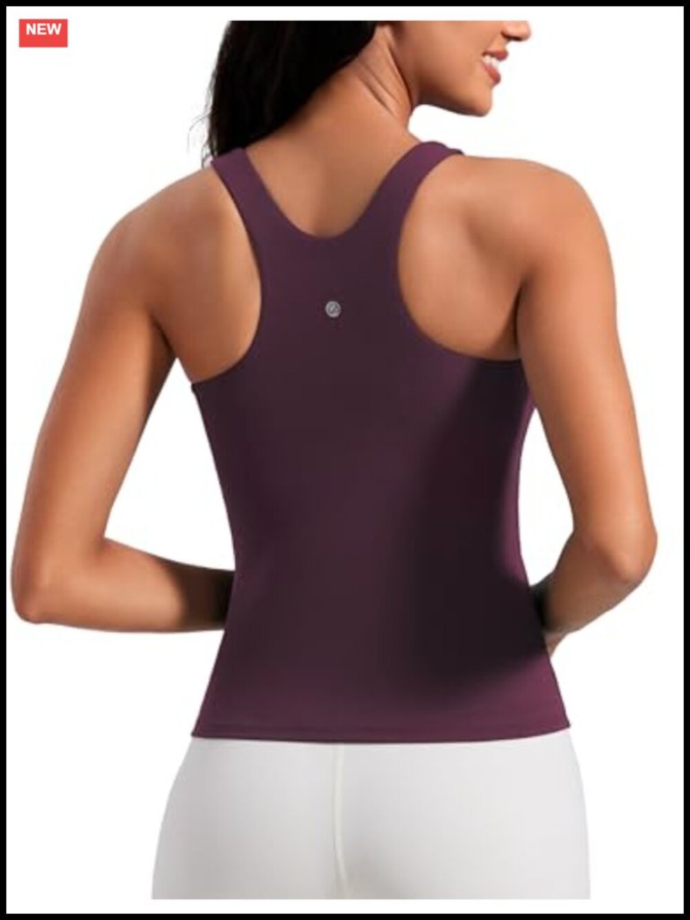 High Neck Built-in Bra Racerback Tank Top Yoga Workout Slim Fit